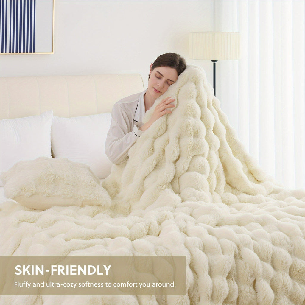 Velvéra™ LumiLuxe™ Faux Rabbit Fleece Blanket — Infinite Softness, Effortless Elegance