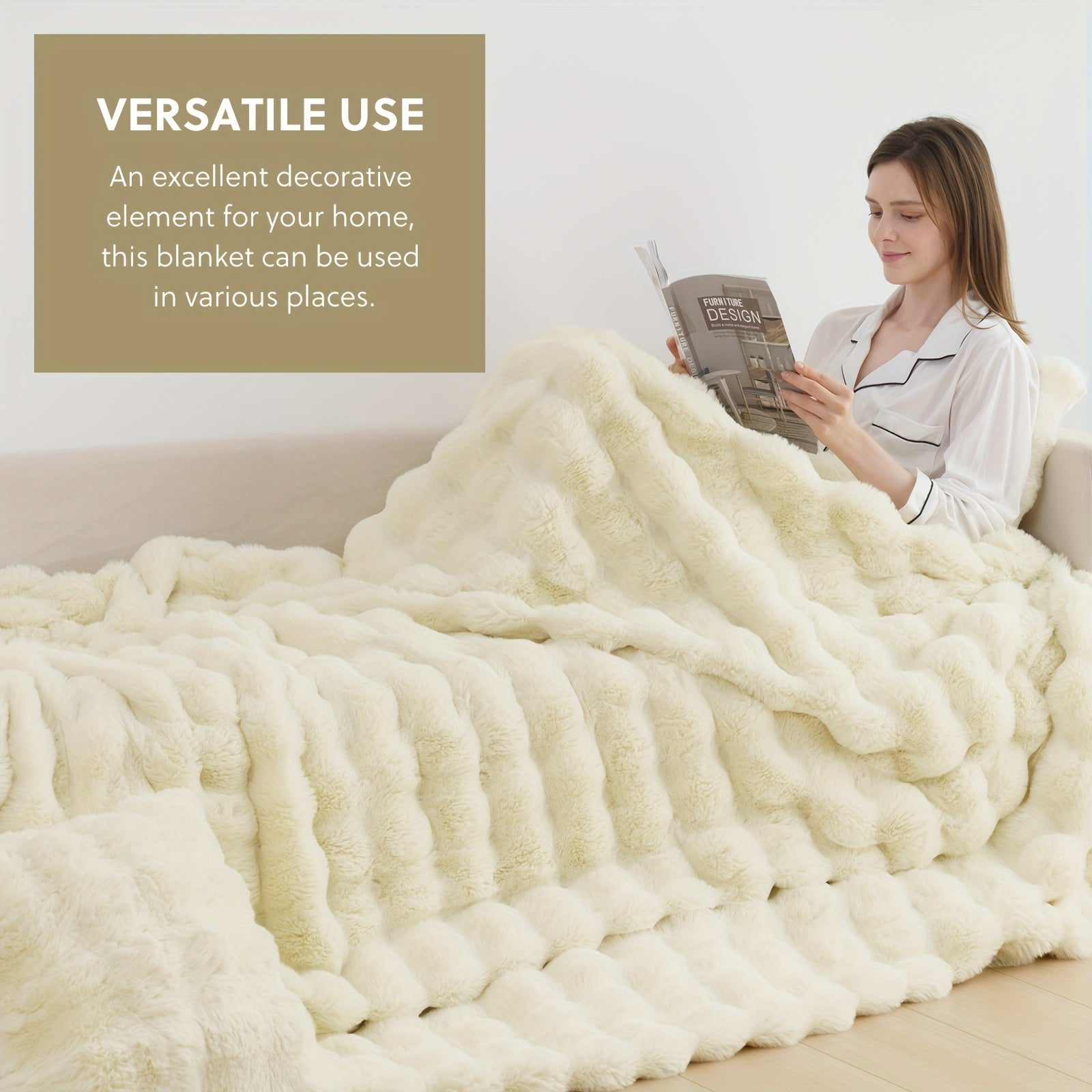Velvéra™ LumiLuxe™ Faux Rabbit Fleece Blanket — Infinite Softness, Effortless Elegance