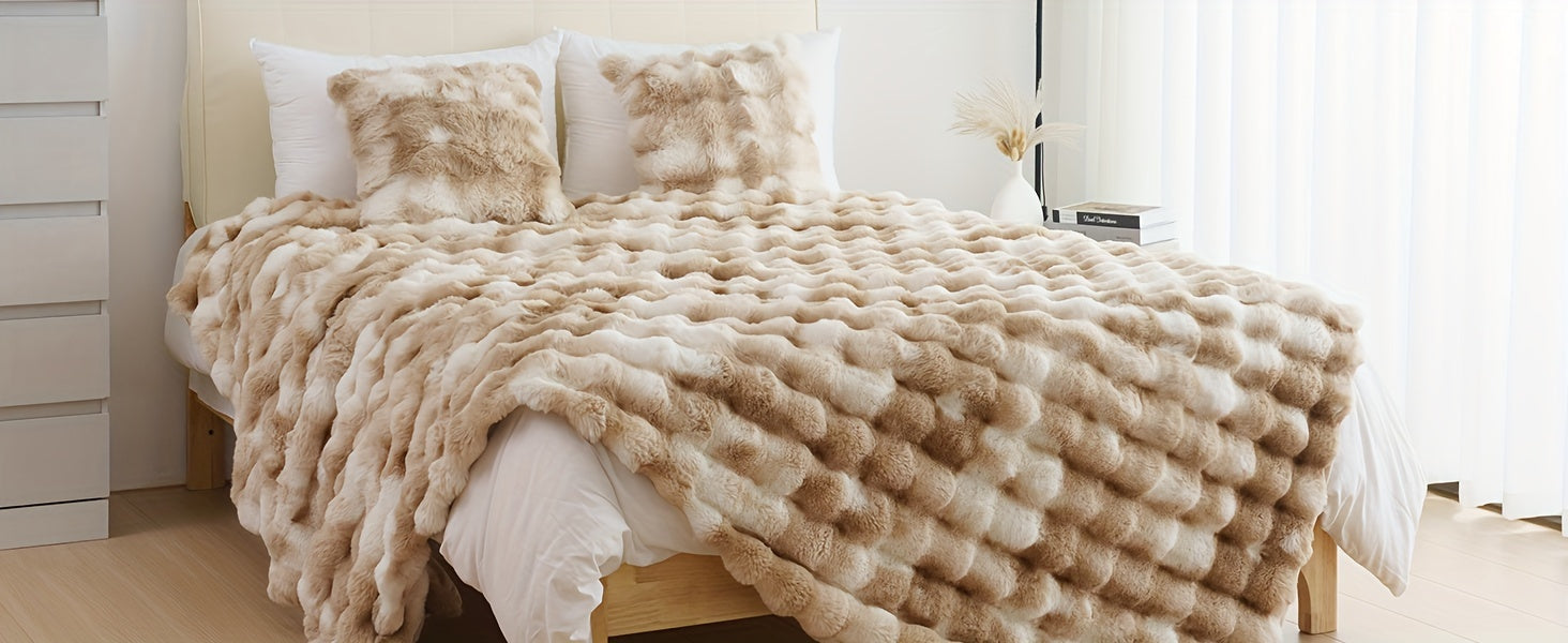 Velvéra™ LumiLuxe™ Faux Rabbit Fleece Blanket — Infinite Softness, Effortless Elegance