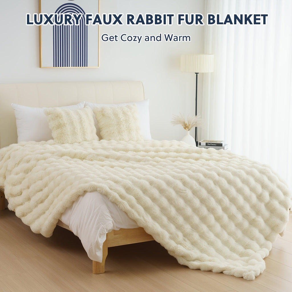Velvéra™ LumiLuxe™ Faux Rabbit Fleece Blanket — Infinite Softness, Effortless Elegance