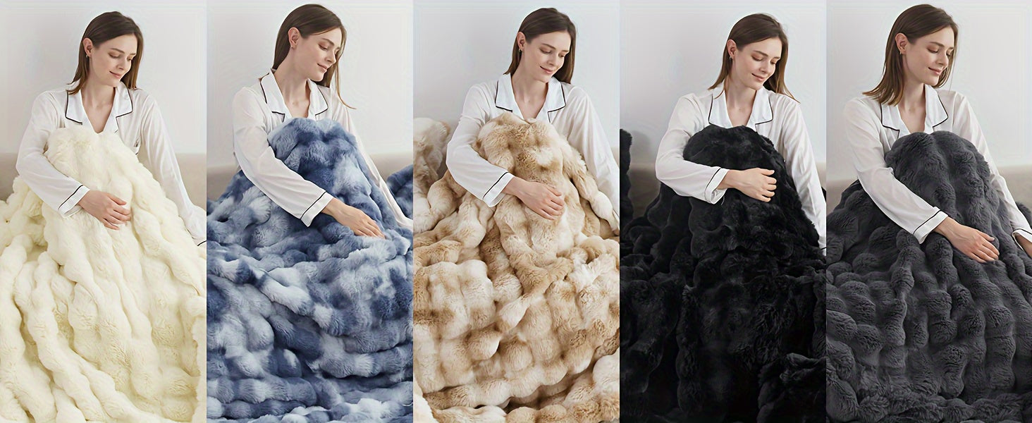 Velvéra™ LumiLuxe™ Faux Rabbit Fleece Blanket — Infinite Softness, Effortless Elegance