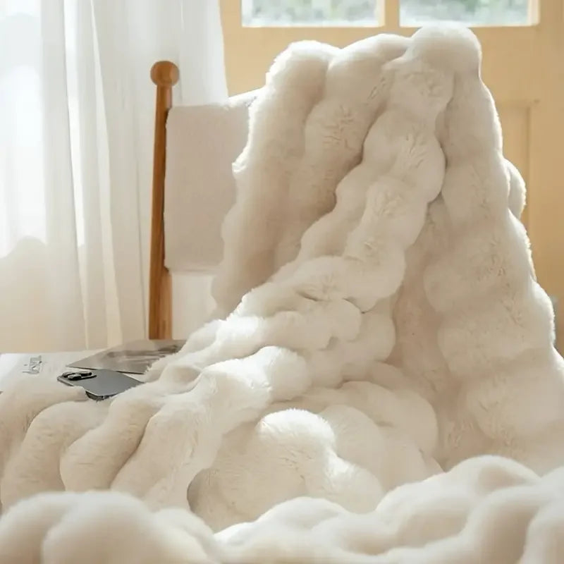 Velvéra™ LumiLuxe™ Faux Rabbit Fleece Blanket — Infinite Softness, Effortless Elegance