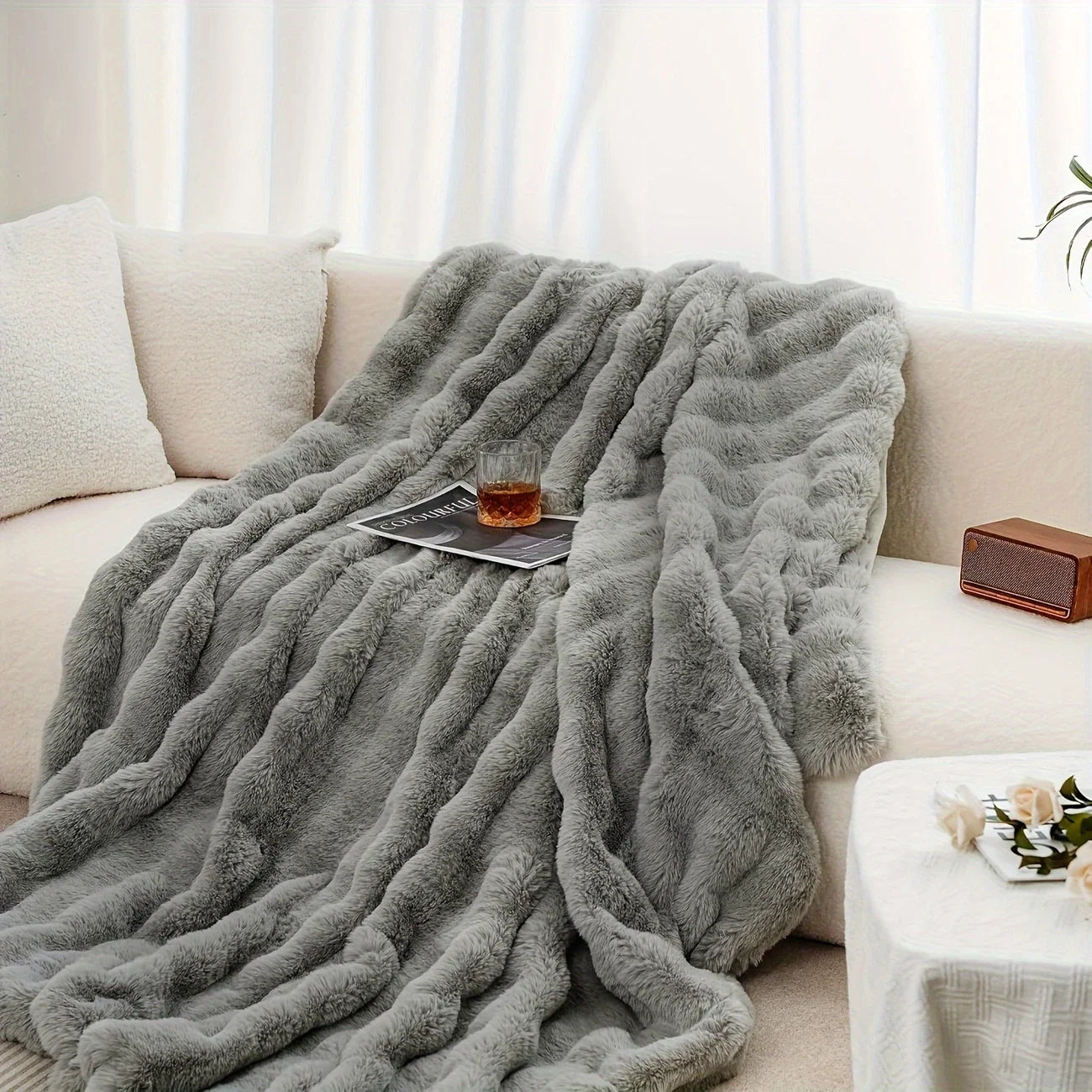 Velvéra™ LumiLuxe™ Faux Rabbit Fleece Blanket — Infinite Softness, Effortless Elegance