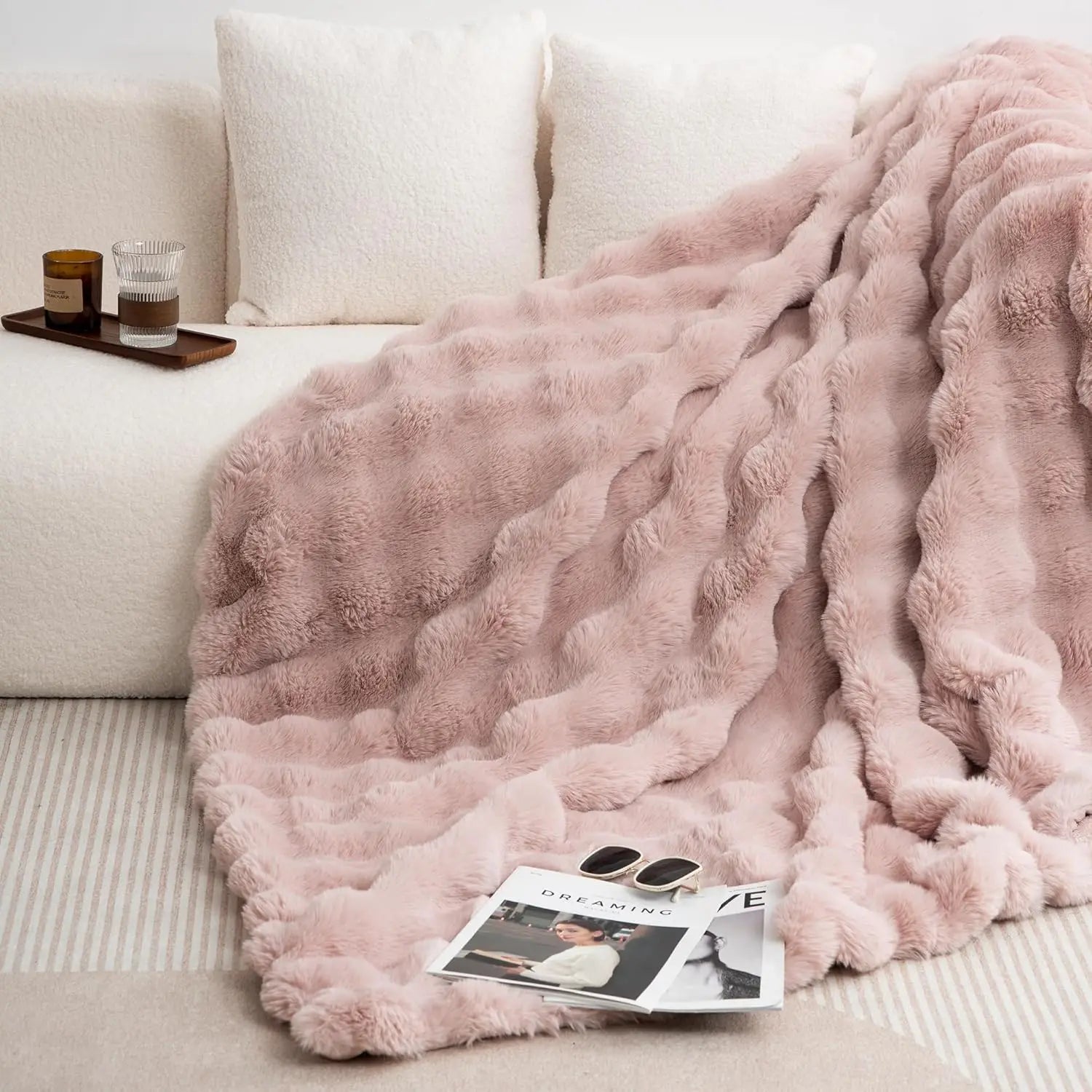 Velvéra™ LumiLuxe™ Faux Rabbit Fleece Blanket — Infinite Softness, Effortless Elegance