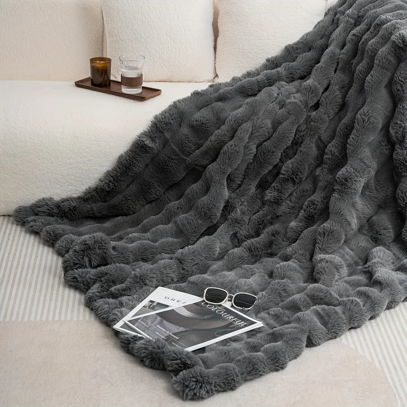 Velvéra™ LumiLuxe™ Faux Rabbit Fleece Blanket — Infinite Softness, Effortless Elegance