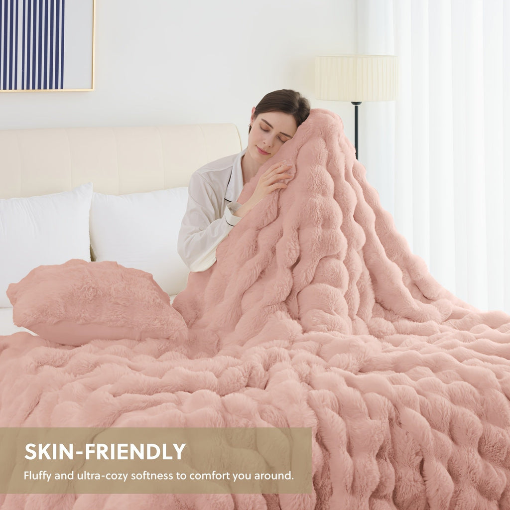 Velvéra™ LumiLuxe™ Faux Rabbit Fleece Blanket — Infinite Softness, Effortless Elegance