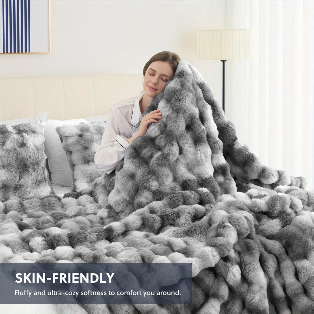 Velvéra™ LumiLuxe™ Faux Rabbit Fleece Blanket — Infinite Softness, Effortless Elegance